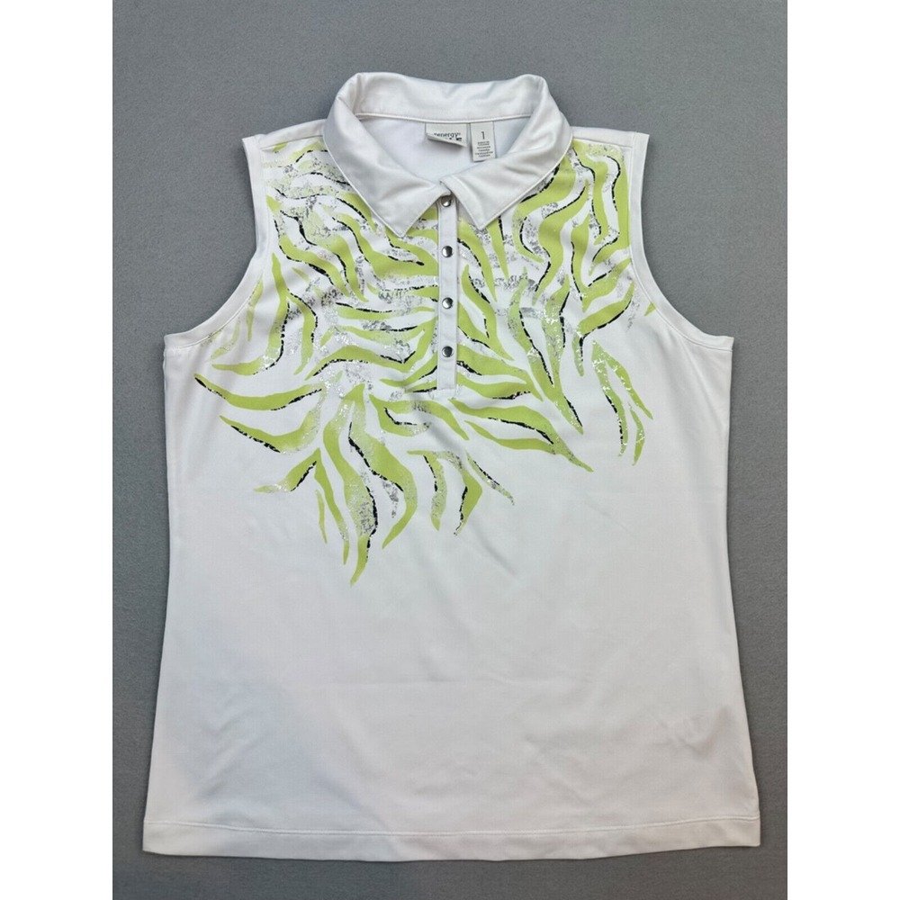 Zenergy Golf Sleeveless Top Multicolor Chico Sz 1_ 1/4 Snap Trim